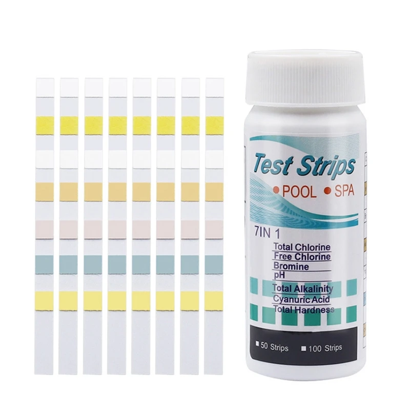 Y1UB Pool & Spa Test Strips Quick & Accurate Pool Test Strips 7-1 Pool Test Total & Bromine pH Hardness Alkalinity