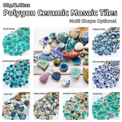 [Clearance Sale]80g/2.82oz Fragments Porcelain Mosaic Tiles Ceramic Mosaic Making Materials 5.5mm Polygon/Oval/Round Pattern