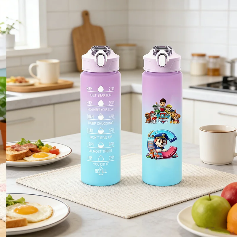 New Paw Patrol Sports Water Bottles Anime Chase Skye Cup 750ml Straw Bottle Outdoor Travel Gym Fitness Jug Portable Drinking Cup