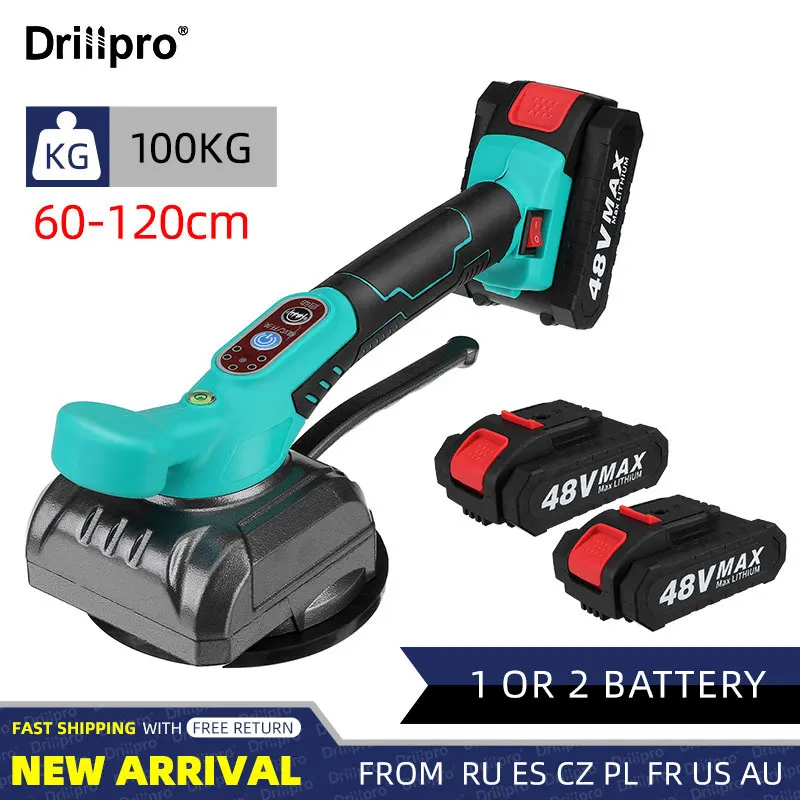 

Устройство для укладки плитки Drillpro 48 В, электрическое устройство для укладки плитки на стену и пол, Вибрирующая увеличенная присоска, устройство для укладки плитки, электроинструмент