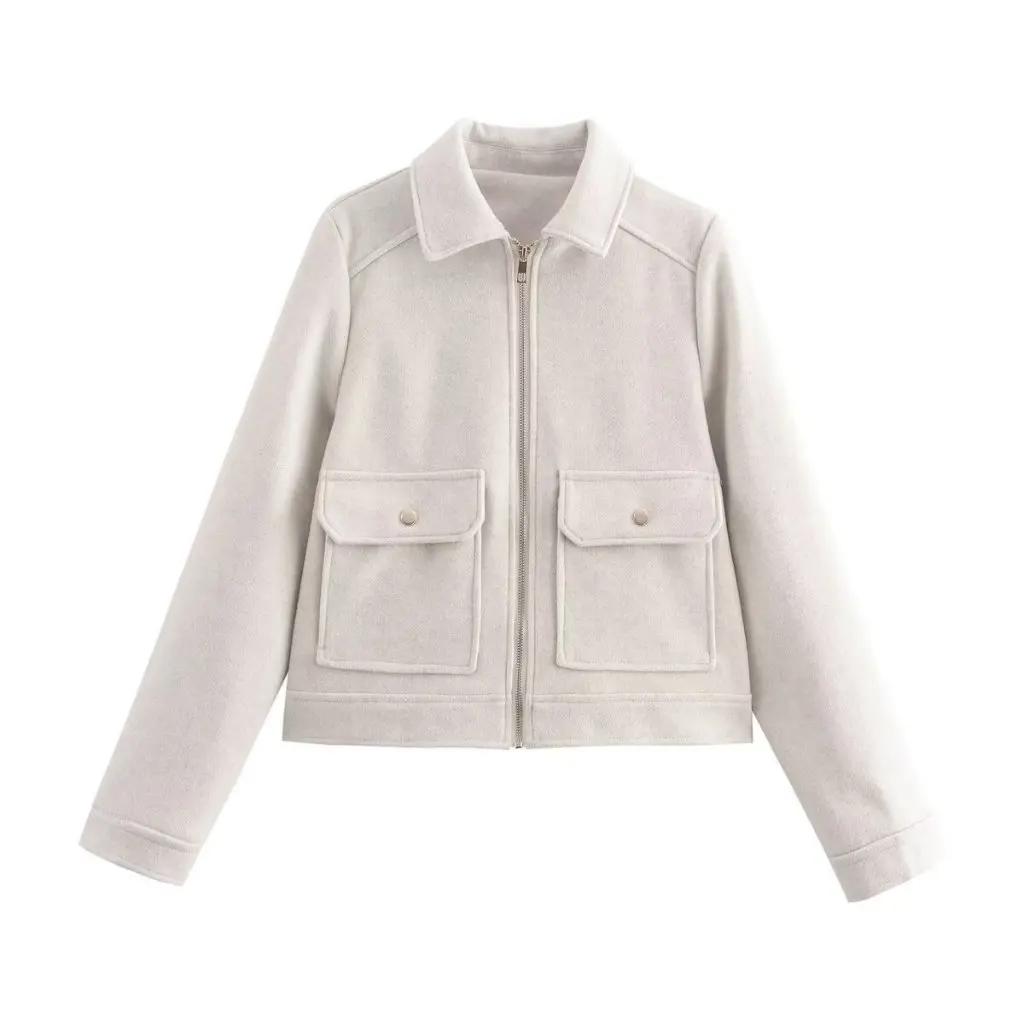 

Women's European And American Style Casual Soft Jacket Coat with Zipper Ornament New Fashion New Clothing