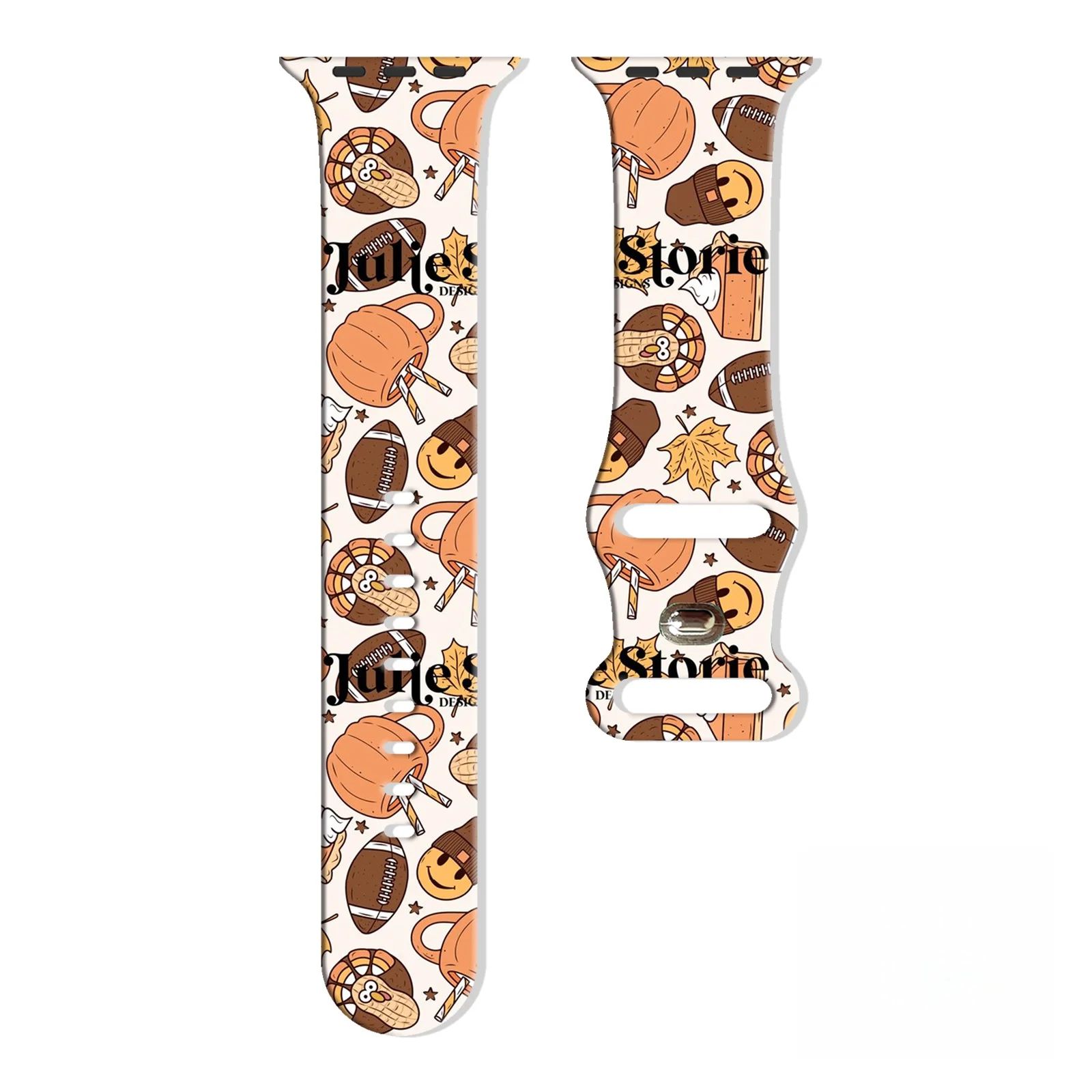 

Soft Silicone Band for Apple Watch, Retro American Football Printed Strap Compatible with iWatch Series 10/9/8/7 46/44/42/41mm