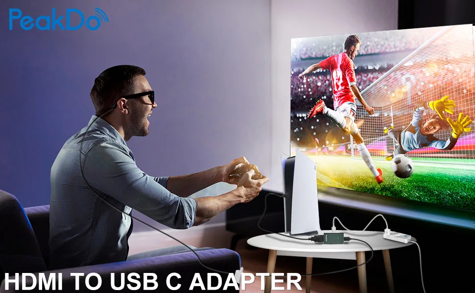 HDMI to USB C Adapter 4K@60Hz, HDMI to Type C Adapter Compatible with XREAL Air, Rokid Max/Air, Portable Monitor from Steam Deck