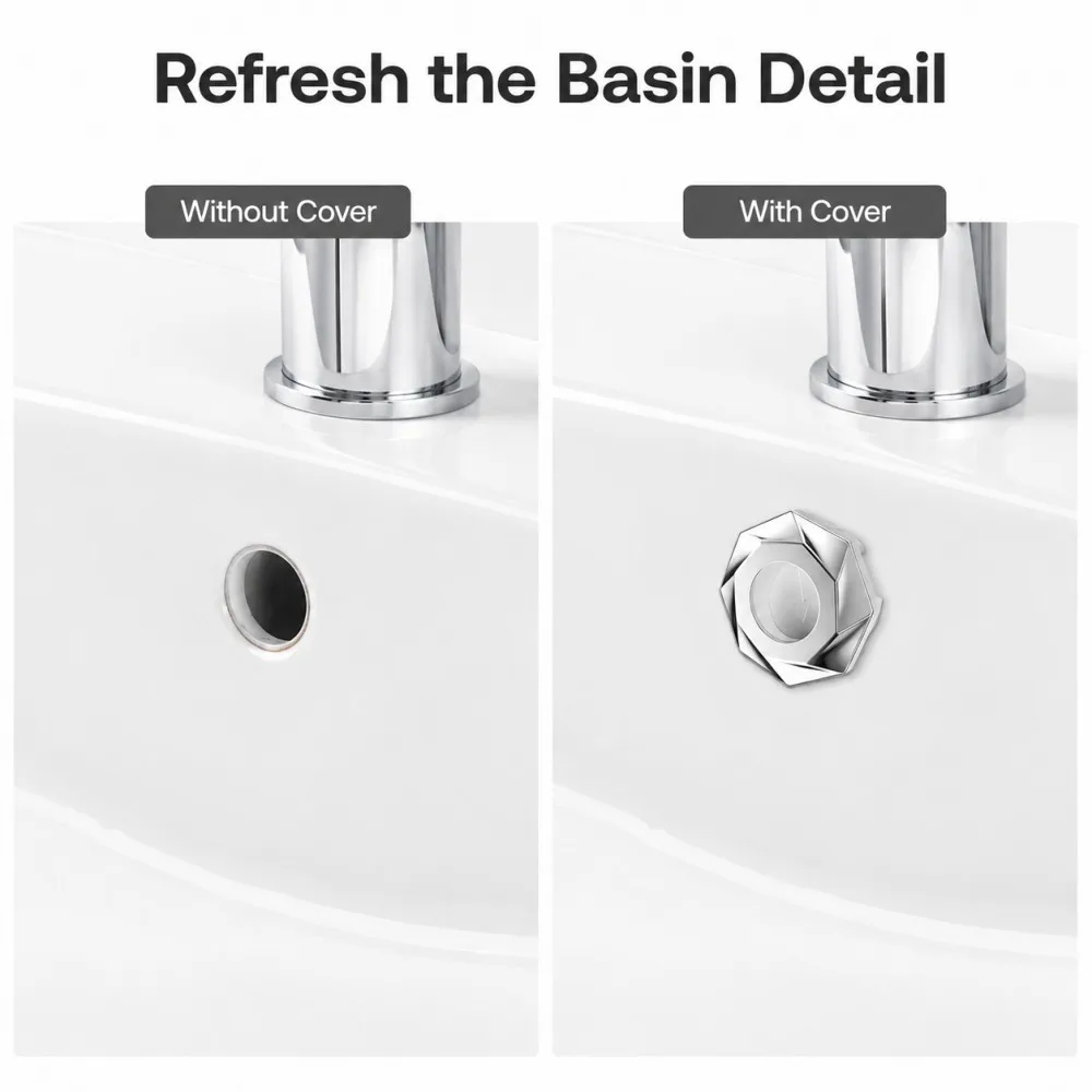1-50Pcs Bathroom Basin Overflow Hole Cover ABS Drain Insert Snap In Clips Perforated Sink Trim Replacement Accessory