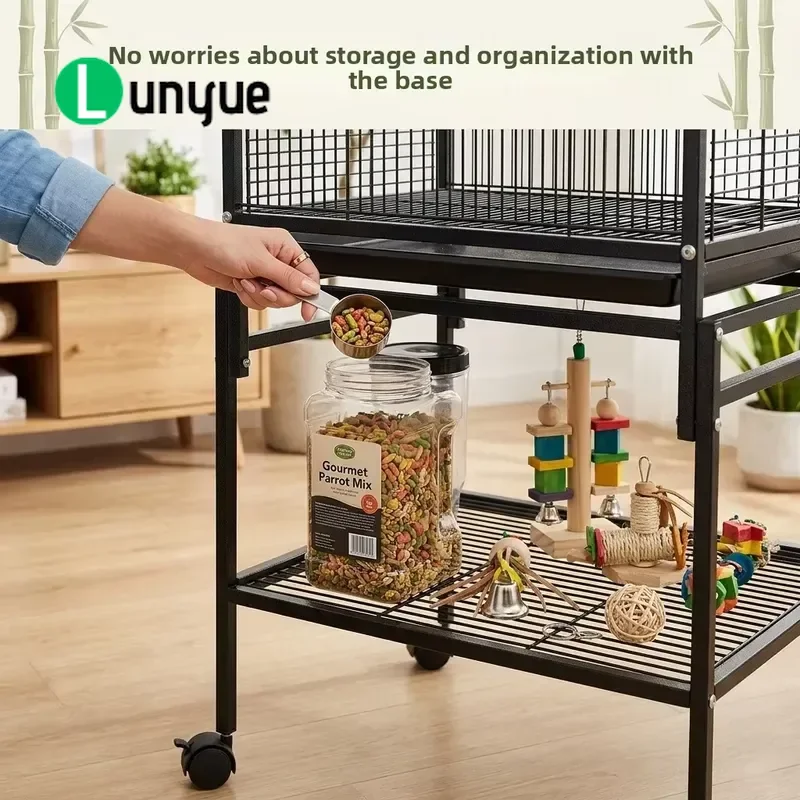 Luxury Multi Functional Parrot Cage Escape Proof Large Space Iron Metal Structure Four Season Use Bird House
