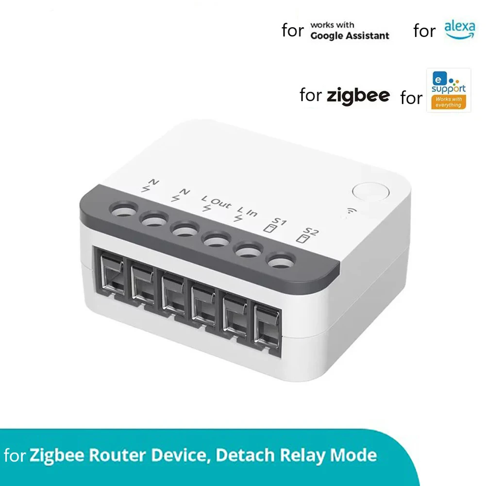 

ZBMINIR2 Extreme Zigbees Smart Switch Features A Detachable Relay And External Switch, Supporting Voice Control For Alexa.