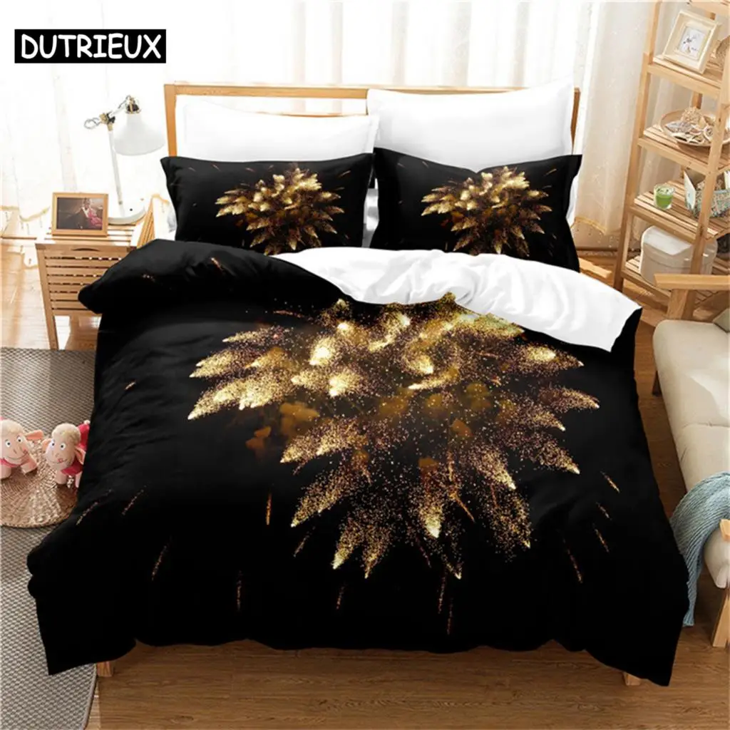 

Fireworks 3Pcs Bedding Sets 3D Digital Printing Custom Quilt Duvet Cover Set Home Queen King Quilt Pillowcase