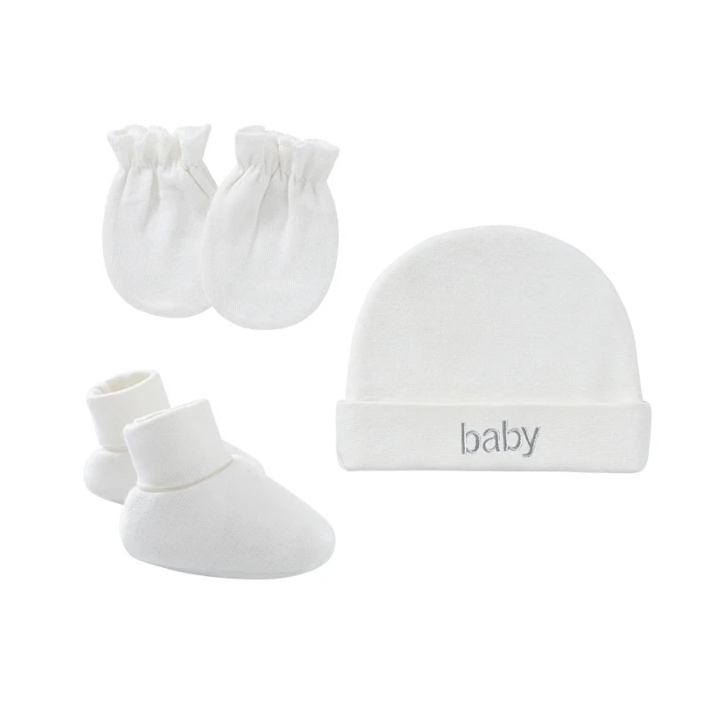 Baby Newborn Cotton Hat Gloves Foot Cover Set Newborn Single Layer for Baby Girls Boys Birth Keeping Warm Clothes Accessories