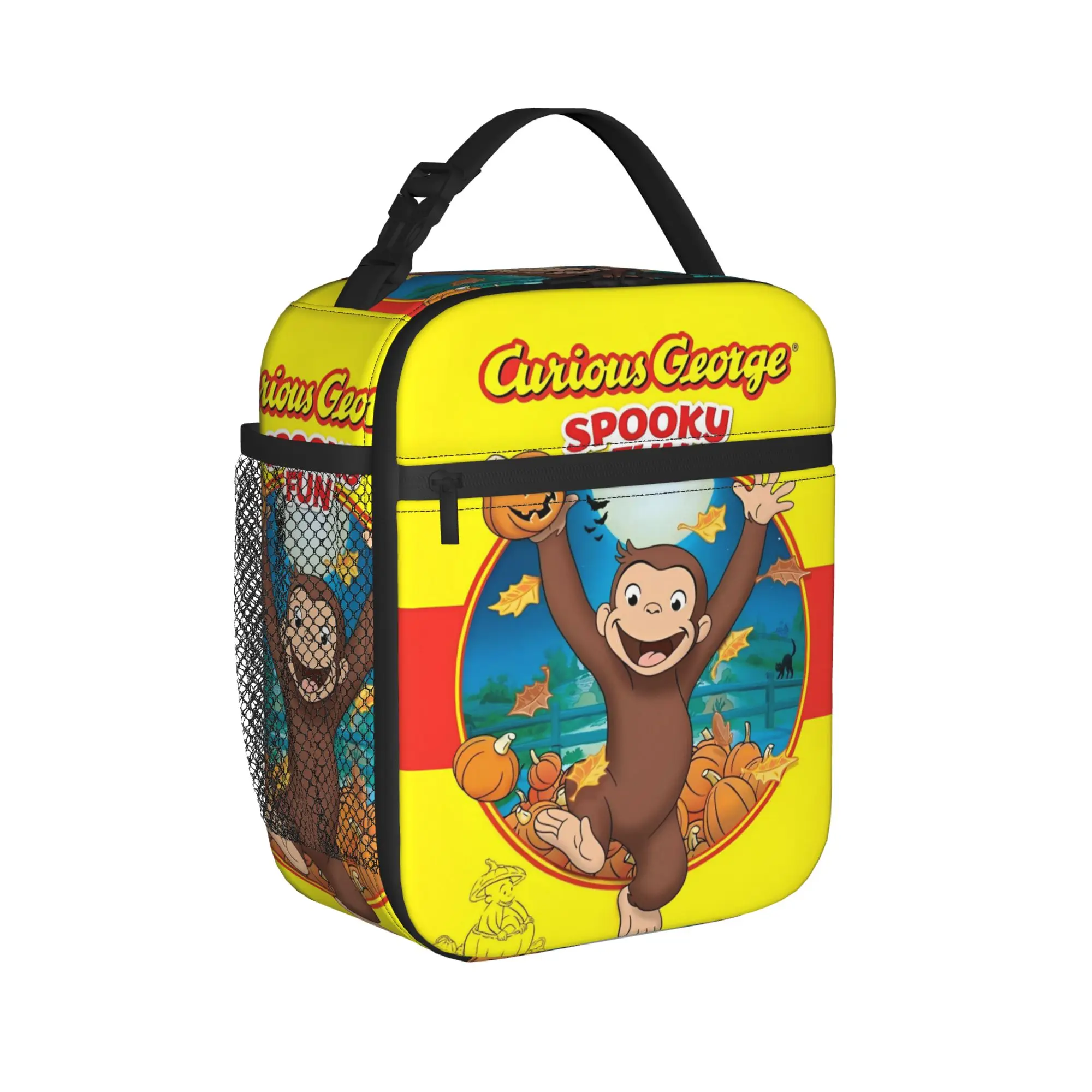 Curious George Spooky Fun Insulated Lunch Bags Cooler Bag Reusable,Meal Container Monkey Leakproof Lunch Box Tote Bento Pouch
