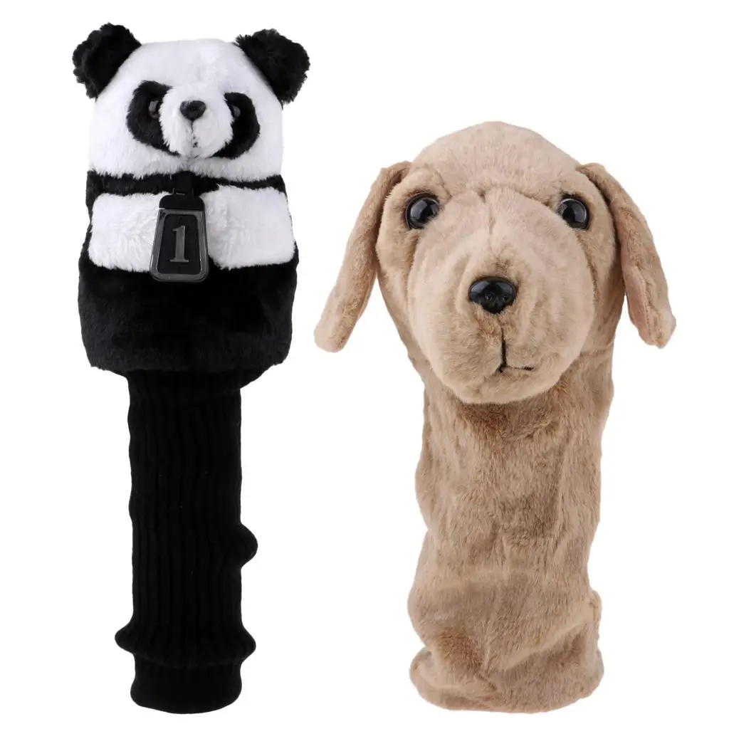 2 Pieces Novelty Animal Panda & Dog Golf Club Headcover for 460 / Wood Driver -