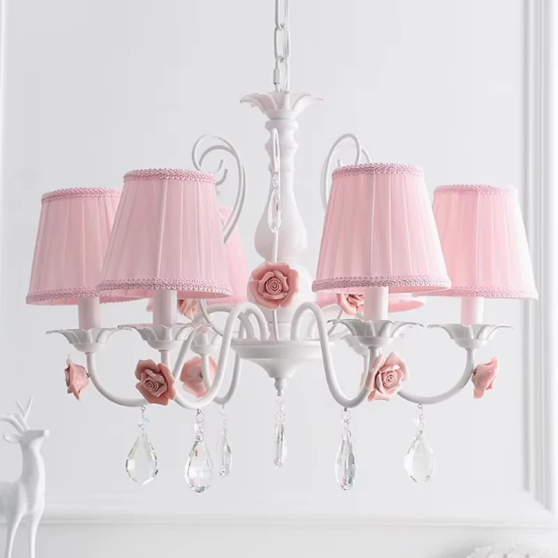 Warm Restaurant Living Room Crystal led Chandelier European Style Floral Garden Pendant Light Children Bedroom Lighting Fixtures