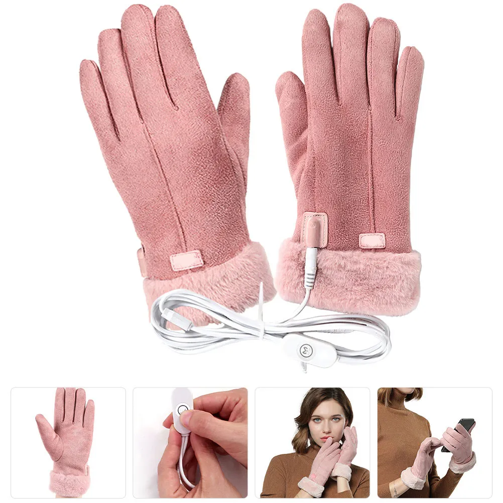 

1Set USB Rechargeable Heated Gloves for Electric Bike Riding Winter Thermal Mitts Windproof Warm Gloves for Men Women Outdoor