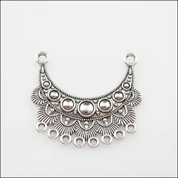 4Pcs Tibetan Silver Color 2-8 Moon Flower Charms Pendants Connectors 42x46mm