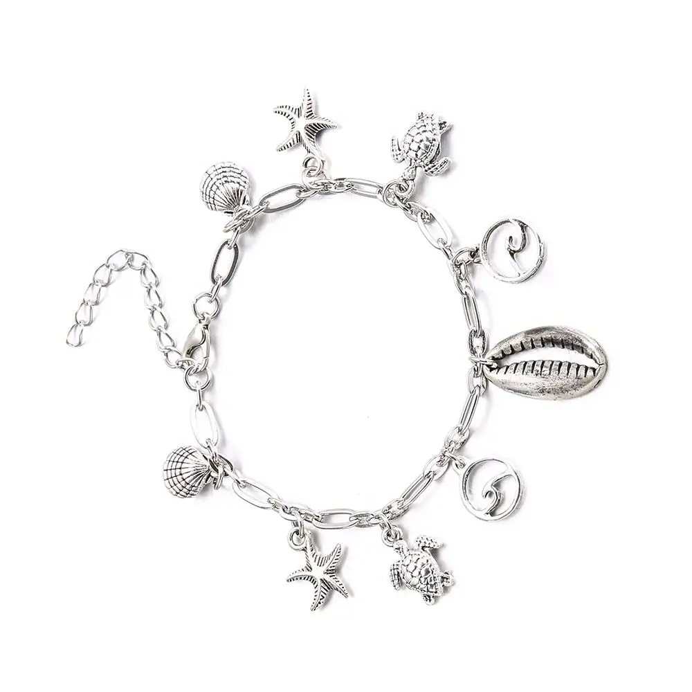 2026 Bohemian Conch Shell Chain Anklet Vintage Silver Tone Design Trendy Summer Foot Ornament for Women