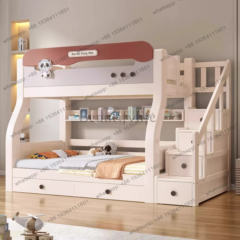 

Modern solid wood Mother child bed 2 people Double bed bedroom beds with mattress