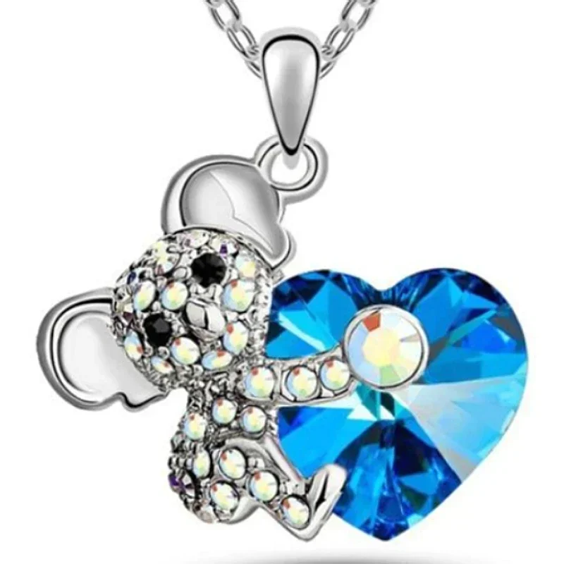 Collares Con Colgante Fashion Jewelry Inlaid Ladies Necklace Crystal Koala Pendant Trend Ornaments Collares Para Mujer