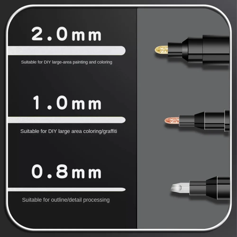 1 szt. Chromowane lusterko Marker 2mm DIY odblaskowe Marker z farbą trwałe złoto srebrne Marker Touch Up, Model malowanie, znakowanie