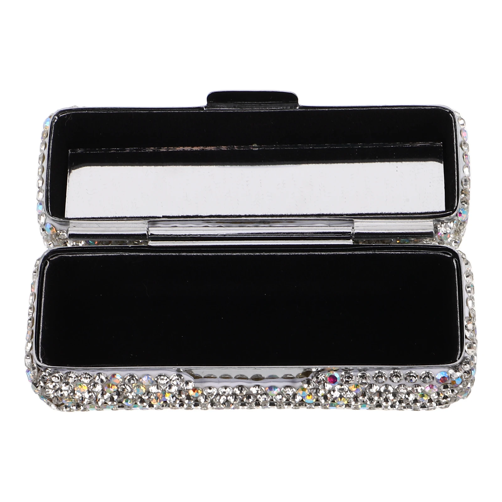 

Bling Rhinestone Lipstick Box with Mirror for Travel Portable Single Lip Gloss Organizer Storage Case Holder