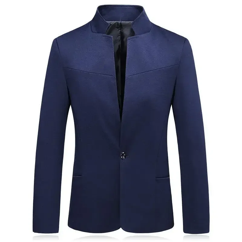 

2023 Spring and Autumn Wear Men's Casual Standing Collar Suit Men's Solid Large Coat Men's Small Suit Zhongshan Suit