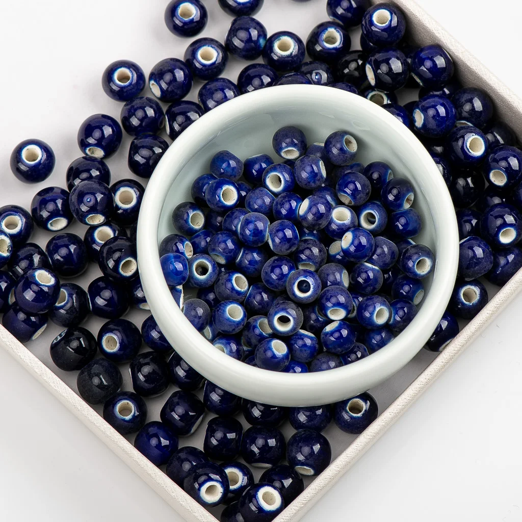 6# 8# 100pcs Jingdezhen Pure Color Ceramic Beads Yoga For Earrings Procelain Bead For Jewelry Making #A502C