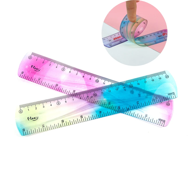 

15/20/30cm Colourful Student Flexible Ruler Inch And Metric Student Stationary