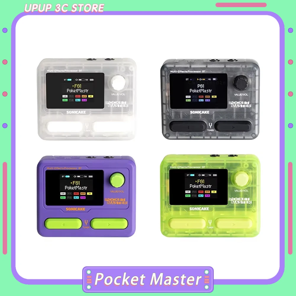 

SONICAKE Pocket Master Mini Guitar Bass Amplifier 100+ Multi-Effects Pedal QME-10 Support OTG Looper Guitar Amp 1.77" LCD Screen