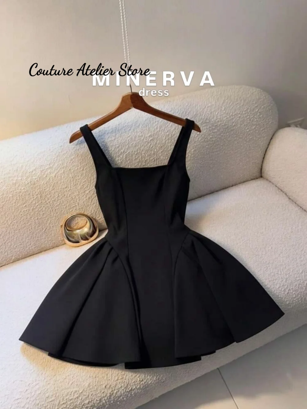 Mysterious Black Spaghetti Prom Dresses Puffy Ball Gown Mini Cocktail Gown Baddie Dress For Birthday 2027 Customized