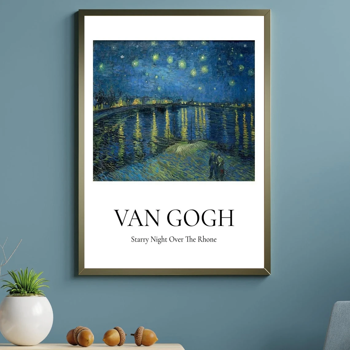 Vincent Van Gogh, Starry Night Over the Rhone wall art print decor, famous Artist Canvas Poster