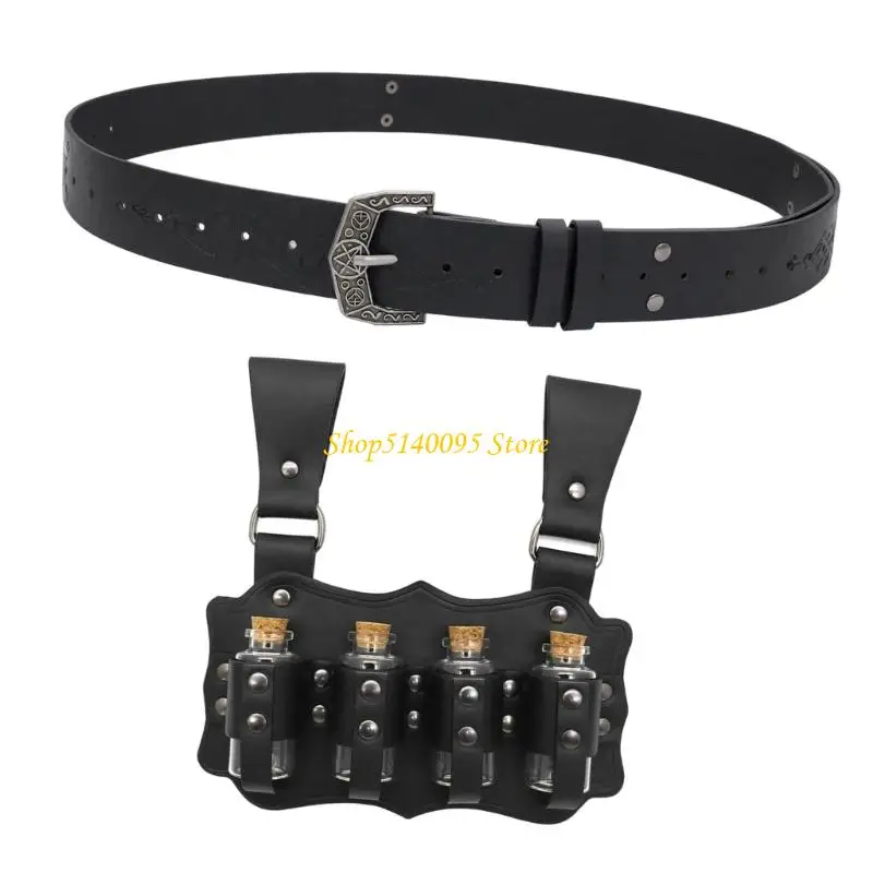 DXAE PU PU Couro Roleplay Cinto Funcional Alchemist Vial Attachment Peça fantasia teatral