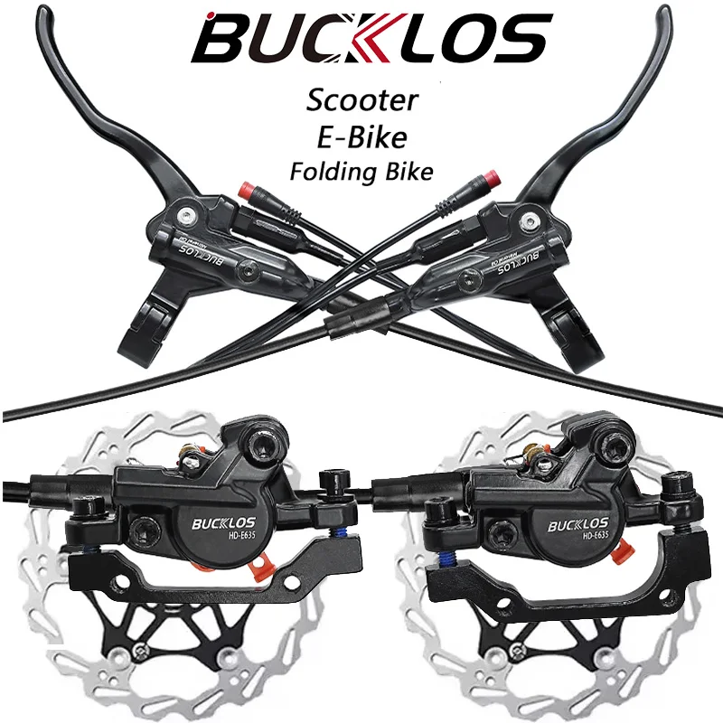 BUCKLOS Electric Scooter Disc Brake Set 2 Piston E-Bike Hydraulic Disc Brake Power Off 2 Pin Folding Fat Bike Brakes 160mm Rotor