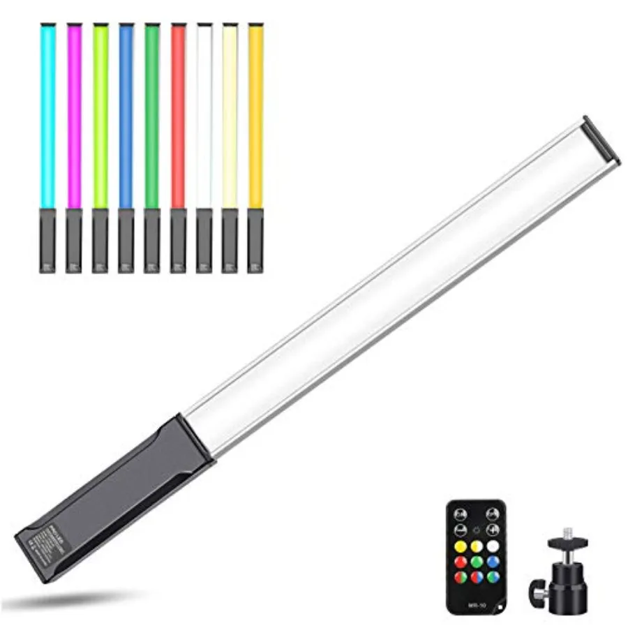 Hagibis RGB Photography Light Wand Handheld LED Video Light 9 Colors with Builtin Rechargable Battery and Remote Control 1000 L