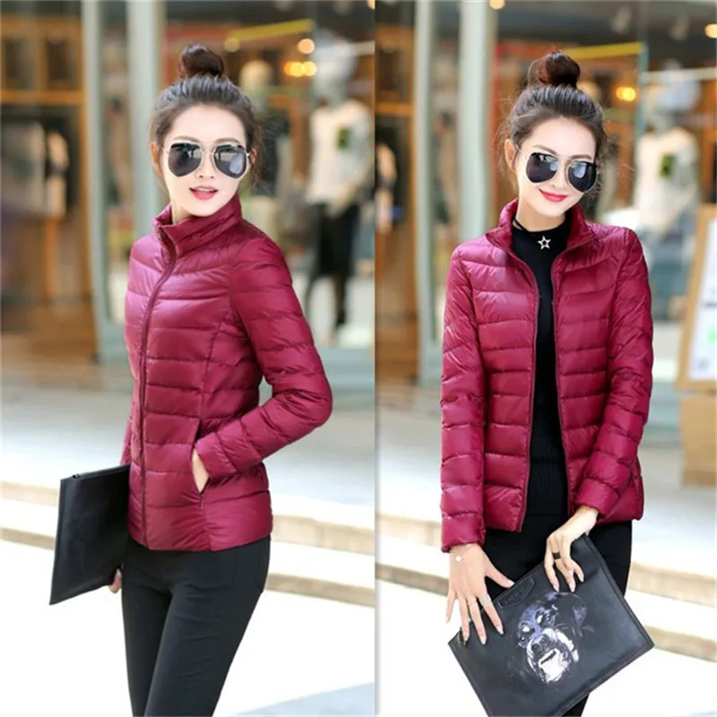 Lightweight Down Cotton Jacket Female 2024 Women\'s Spring Autumn Winter Jacket Coats Short Standing Collar Casual Warm Outerwear