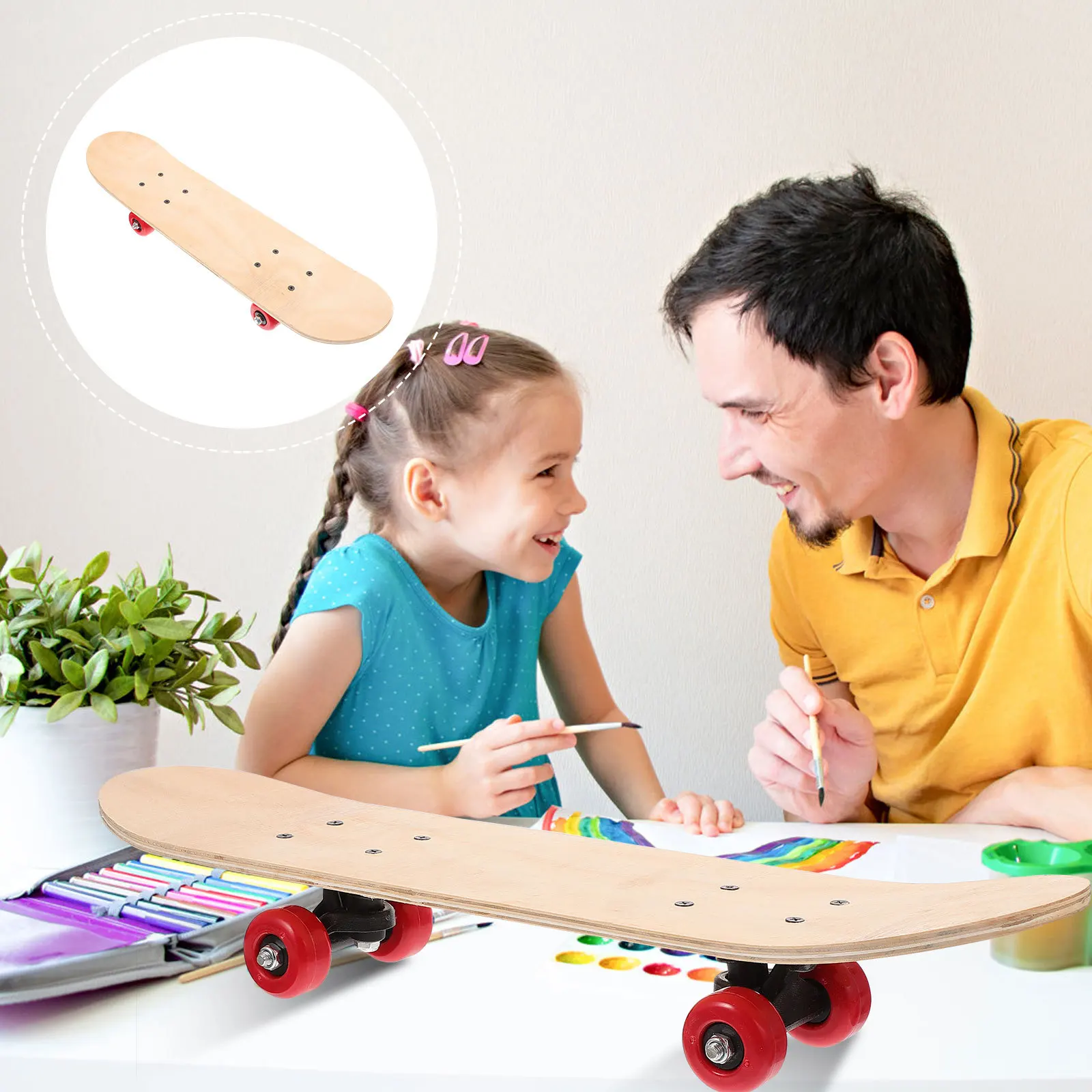 1 قطعة سطح لوح التزلج DIY الكتابة على الجدران نمط خشبي فارغ للعقول الإبداعية متعة التلوين النشاط مثالية عيد الميلاد عيد الميلاد