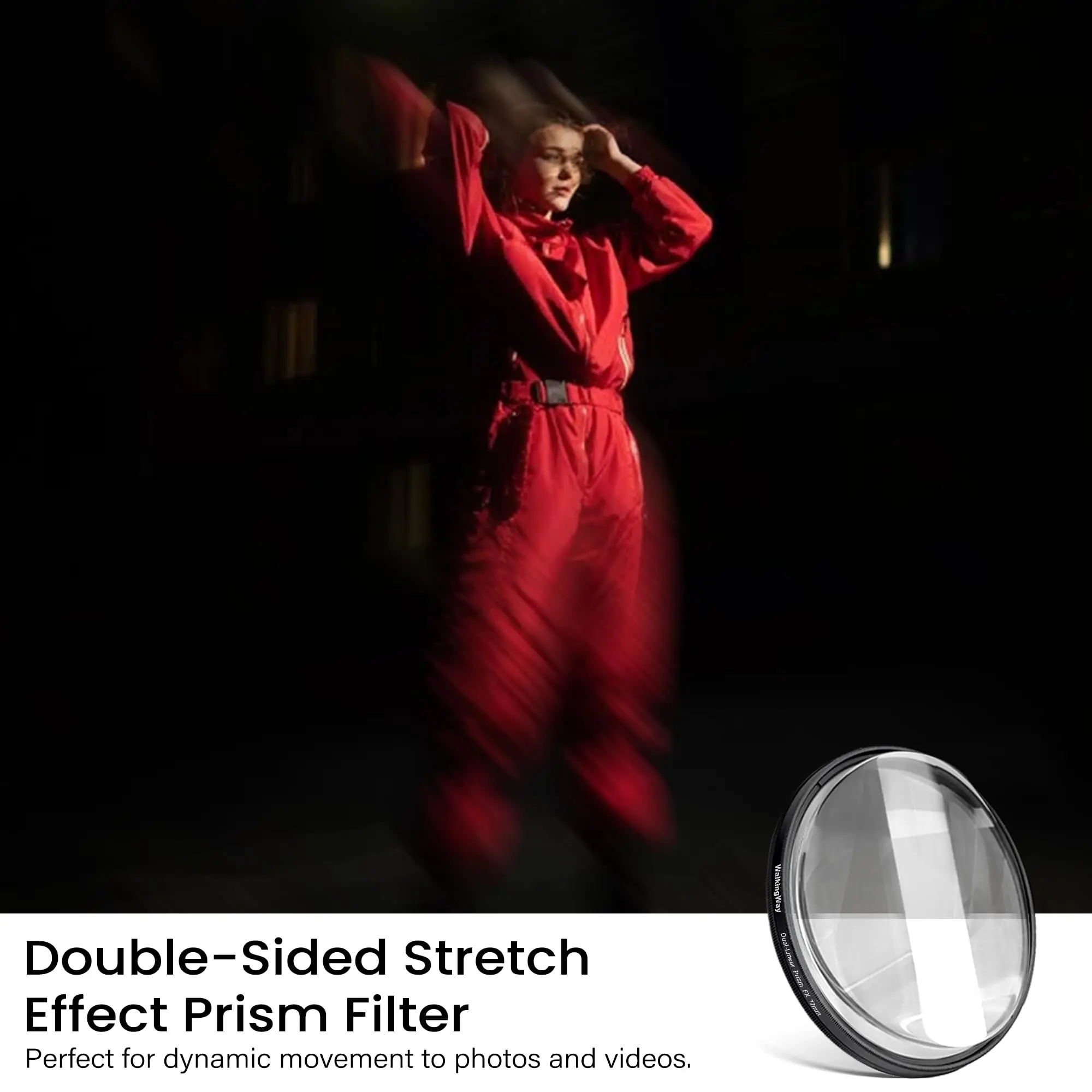 Filtro de prisma de supervelocidad Centerfield Motion, filtro de efectos especiales de estiramiento de doble cara, accesorios de fotografía, lente de cámara