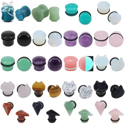 ZS 2PCS/Lot  4-18MM Stone Ear Plugs Gauges Earrings for Women Men Glow in Dark Ear Plugs Tunnels Gauges Expander Ear Stretcher