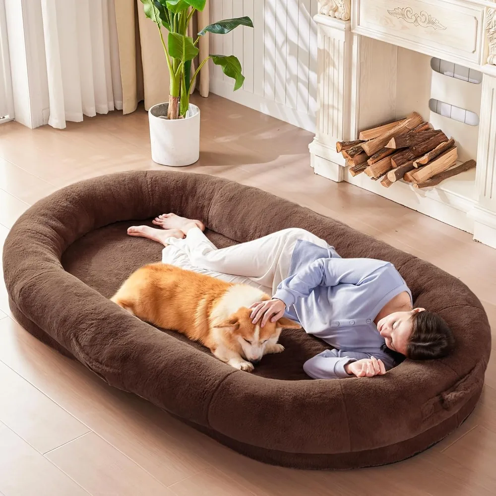 Human Dog Bed for People Adults, Giant Bean Bag Bed with Blanket 72