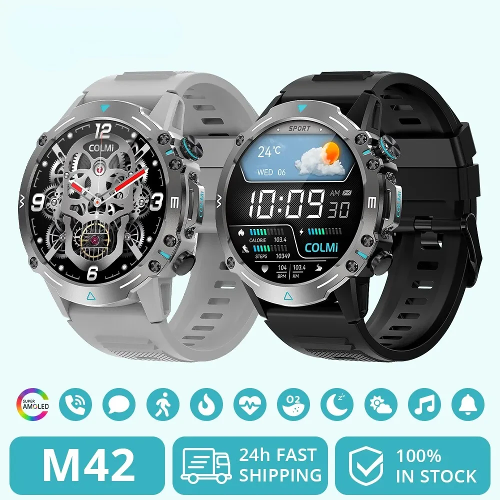 

COLMI M42 Смарт-часы 1,43 AMOLED-дисплей 100, спортивные режимы, голосовые вызовы, умные часы для мужчин и женщин, часы для прочности в стиле милитари