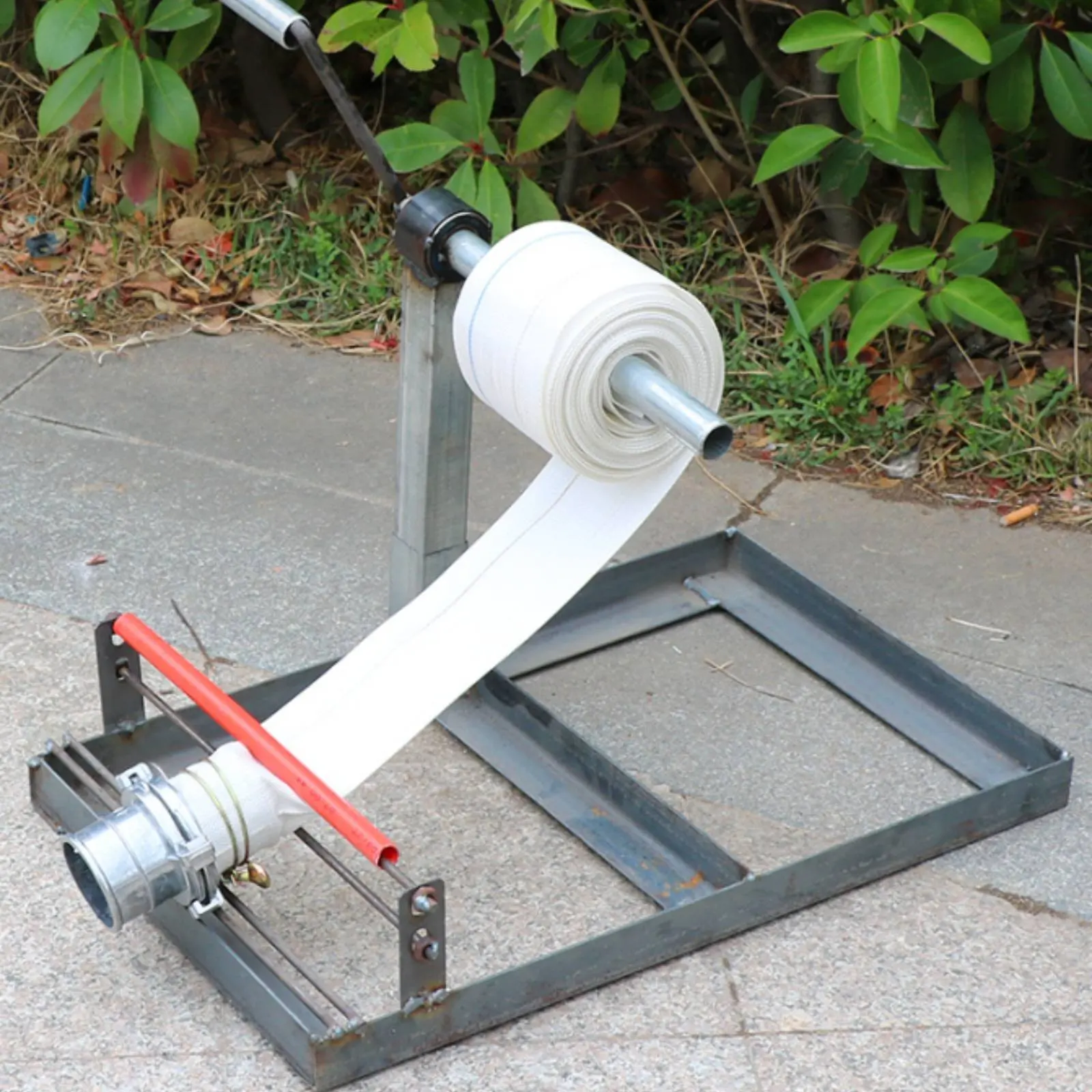 Hand Crank Hose Reel Sturdy Duty Manual Flat Hose Winder Agricultural Equipment Stable Base Foldable Design for Firefighters