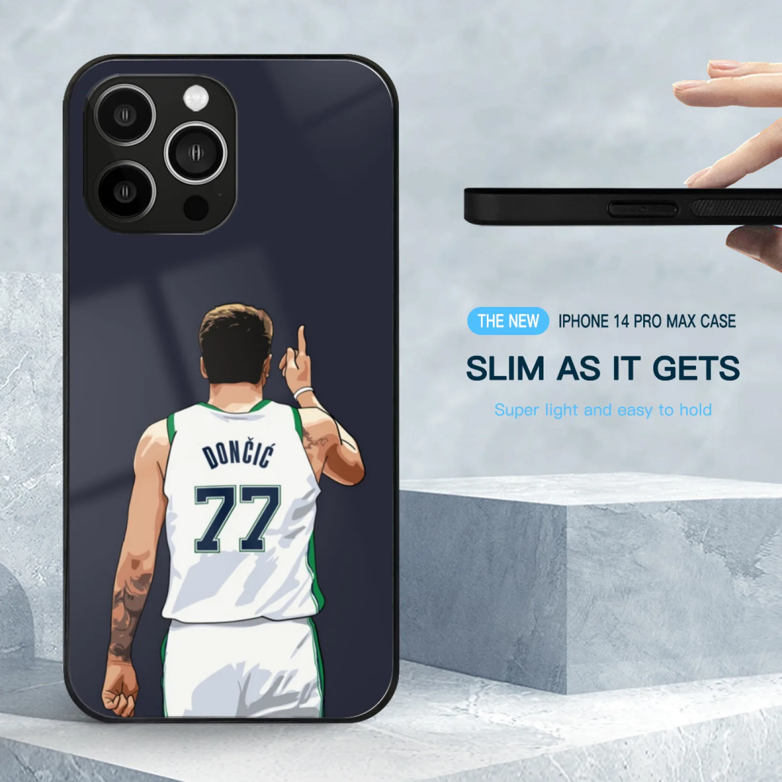 Luka Doncic Pointing White Qiangy Soft Glass Case For Iphone 15 14 13 12 11 Pro X Xs Xr 7 8 Max Mini Cover Luka Doncic