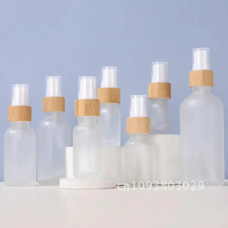 10 essentielle 50 ml mattierte Sprühflaschen mit Bambuskappe, leeres Sprühparfüm × für Flasche, Reiseflasche, Ölflasche, Probenglas