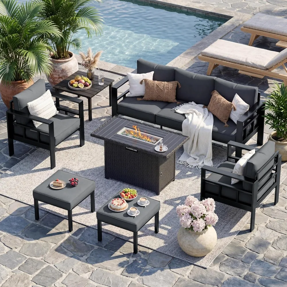 Aluminum Patio Furniture Set, 7-Piece Outdoor Sectional Set, Custom