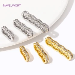 18K Gold Plated Brass Bracelets Spacer Beads Bar Inlaid Zircon Multistrand Spacer Bar Connector For DIY Jewelry Making Supplies