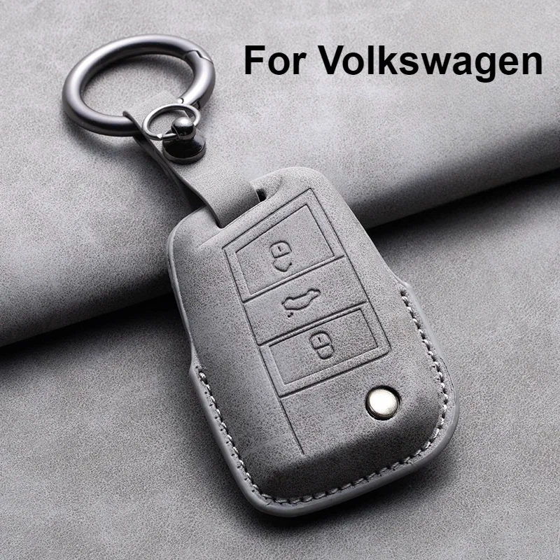 

Leather Car Key Case Cover Fob Keychain for VW Volkswagen Golf 7 MK7 Tiguan MK2 for Ateca Leon FR Ibiza Skoda Octavia Kodiaq