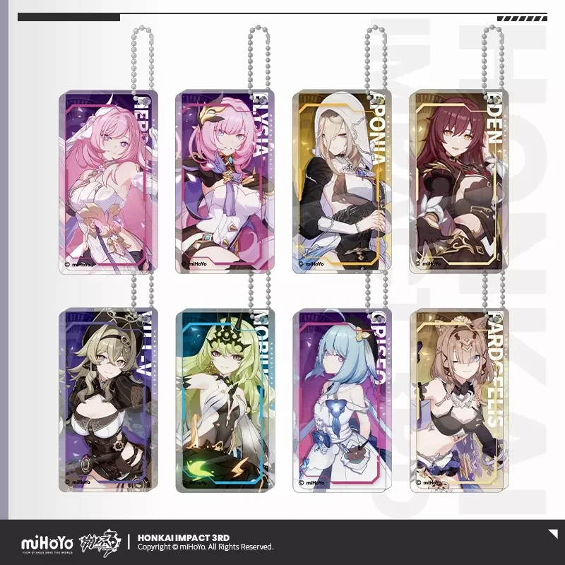 

Game Honkai Impact 3 13 Hero Cosplay Cartoon Pendant Eden Pardofelis Mobius VILL-V Aponia Griseo Elysia Anime Acrylic Keychain