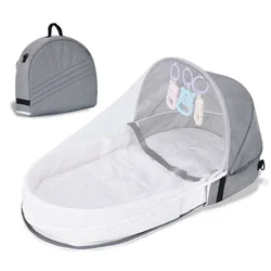 Portable Foldable Infant Crib Versatile Baby Nest with Mosquito Net Four Seasons Multi-functional Mommy Bag Newborns Travel Crib