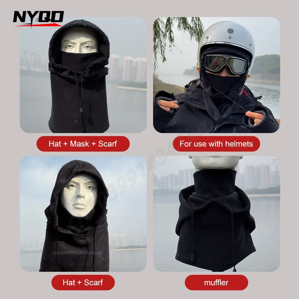 NYQD face Mask Full Face Fleece Cap Balaclava Neck Warmer Hood Winter Sports Ski Men Women tactical mask men mask sun 2024