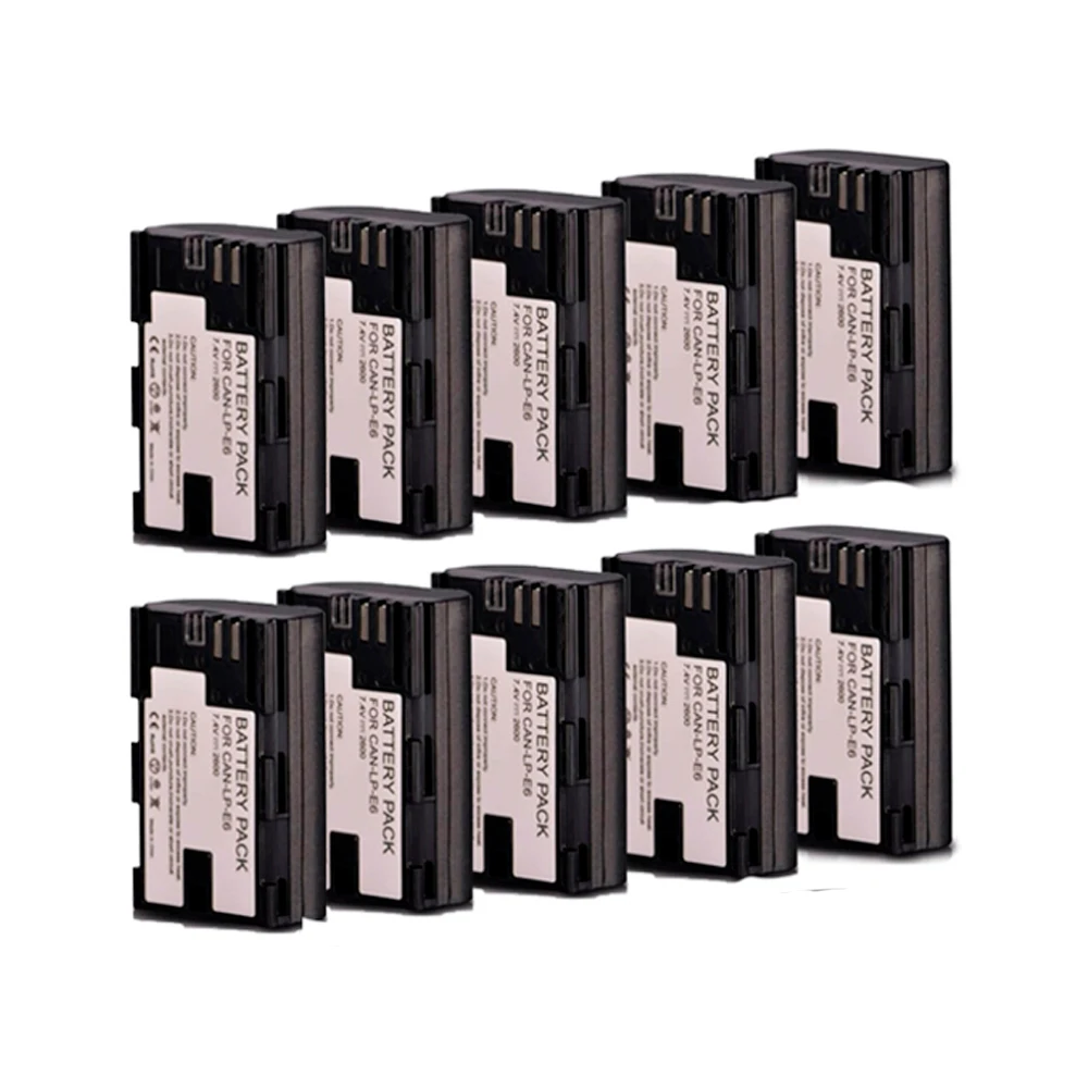 10x Lp-e6 Battery For Canon R R5 R6 R7 60D 6d Mk Ii Camera