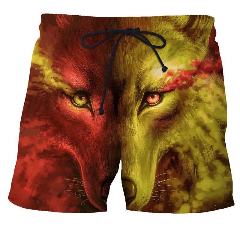 Quick Dry Bermuda Surf Swimming Shorts Animal Trunks Funny Wolf Men Summer Shorts Boxers Newest 3D Wolf Print Men Beach Shorts