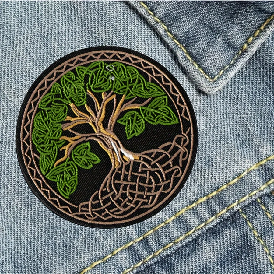 World Celtic Tree of Life Embroidered Classic Iron-on/Sew Patches – Bodhi Wisdom Nature Symbol for Jackets, Bags, and Clothing
