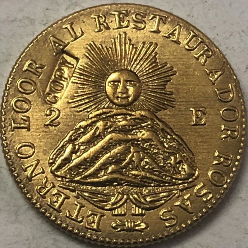 1843 La Rioja 2 Escudos Gold Copy Coin